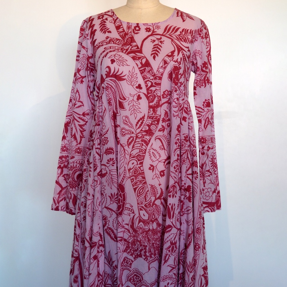 Matta Pink Print Cotton Maxi Dress